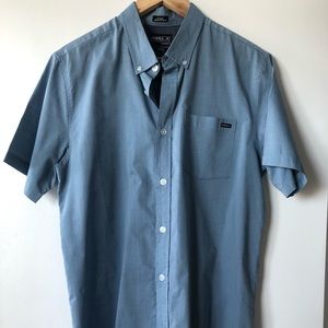 Men’s blue bottom down short sleeve shirt